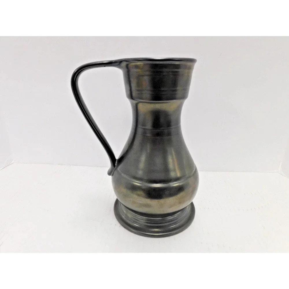 Vtg Lusterware Black Pewter Ceramic Pitcher Jug Vase Beswick England 2127 EJ253